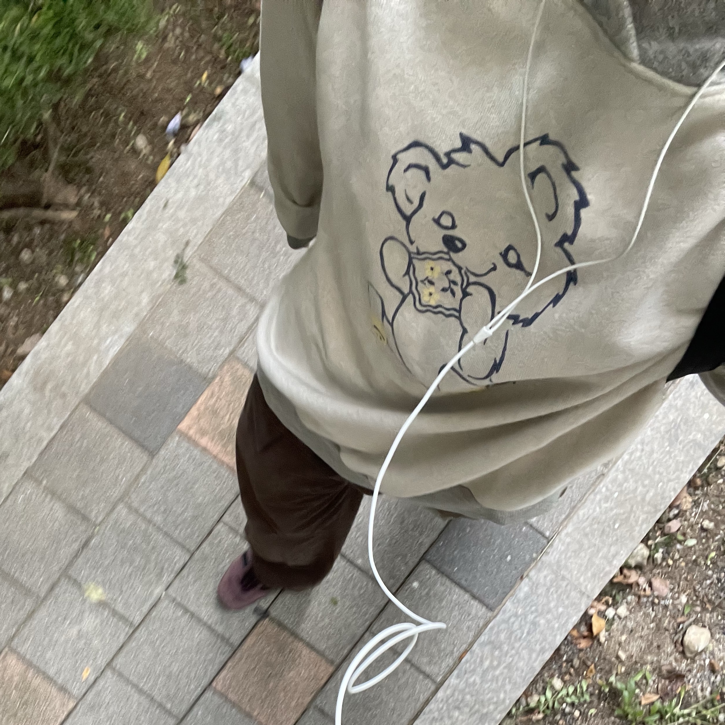 Kapital Top Fleece Hooded Sweatshirt Peckish Patch Kinari Gray 착용 스타일