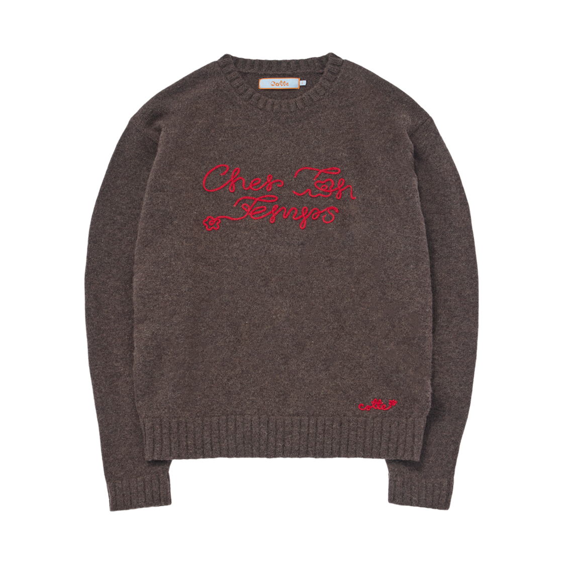 꼬떼 CTT 레터링 니트 브라운(COTTE CTT Lettering Knit Brown)