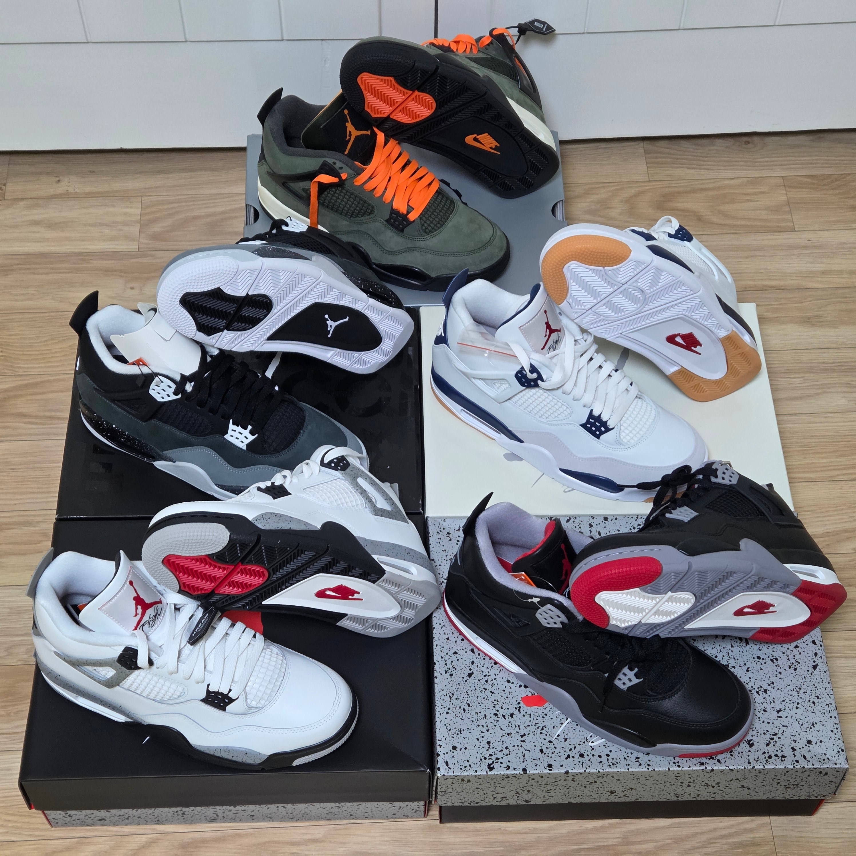 Jordan 4 x Undefeated Retro OG SP Deep Green and Clementine, Jordan 4 Retro Fear 2024 착용 스타일 - 2