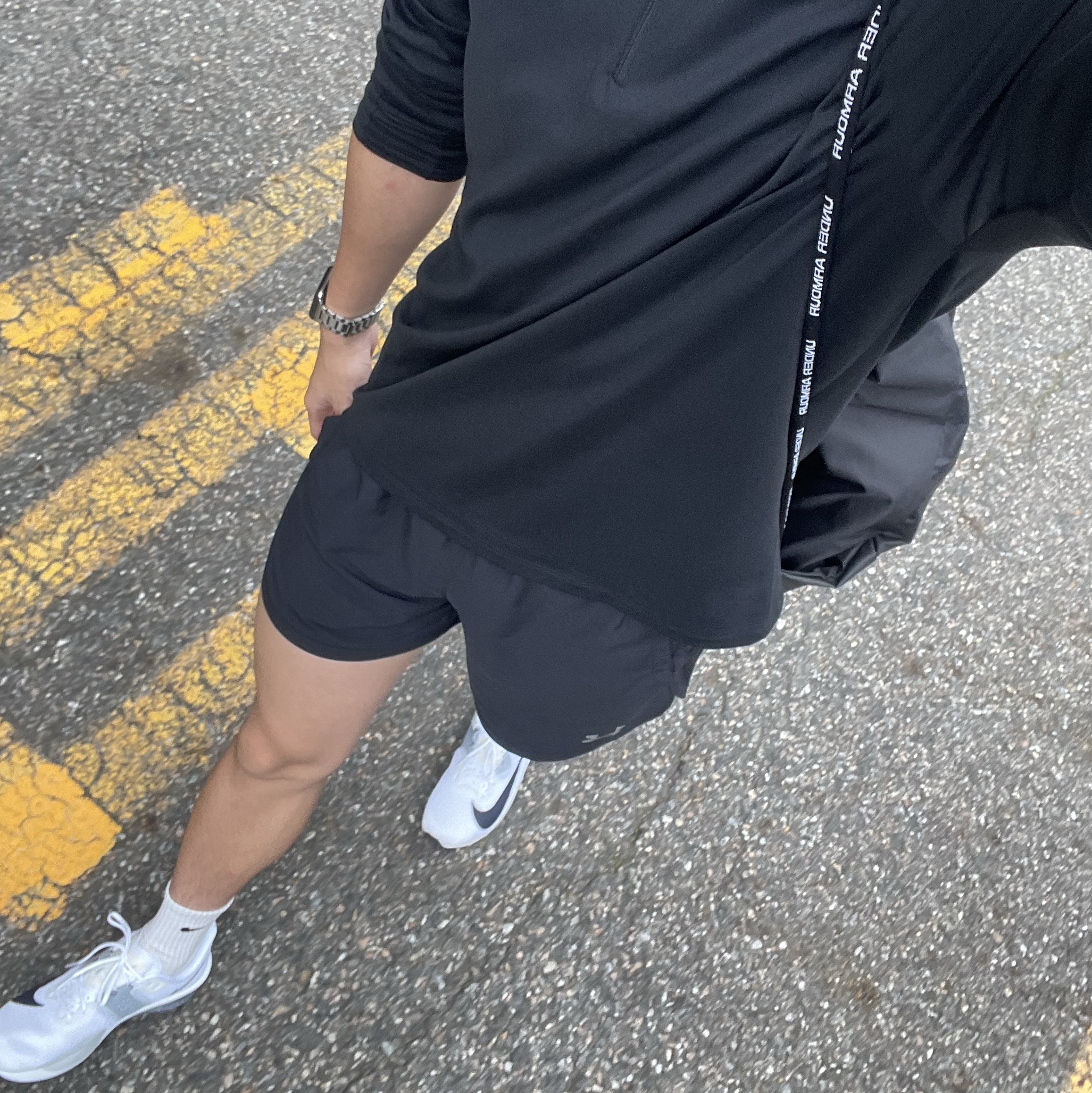 Nike Air Zoom Rival Fly 4 White Pure Platinum, Nike Dri-Fit Element Quarter Zip Running Top Black 착용 스타일