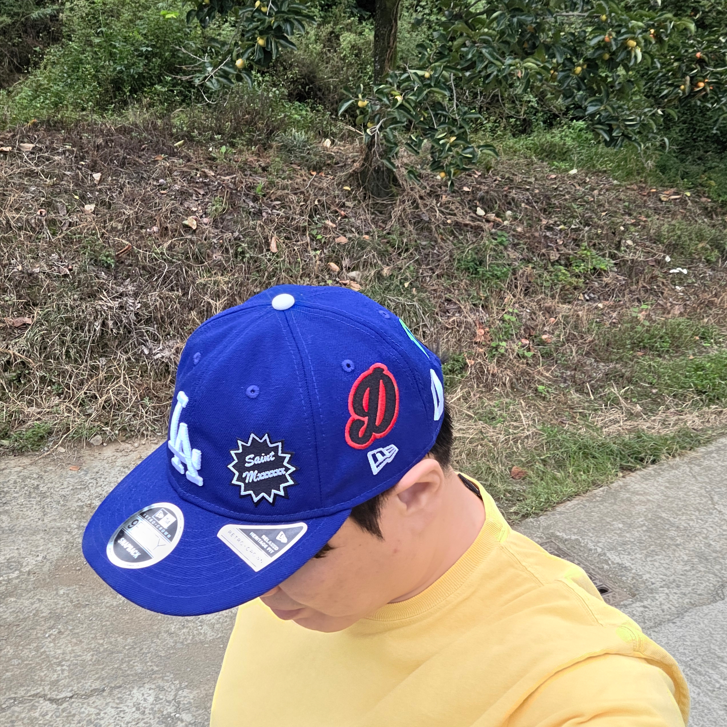 New Era MLB x Saint Mxxxxxx Dodgers Cap Blue - 25SS 착용 스타일
