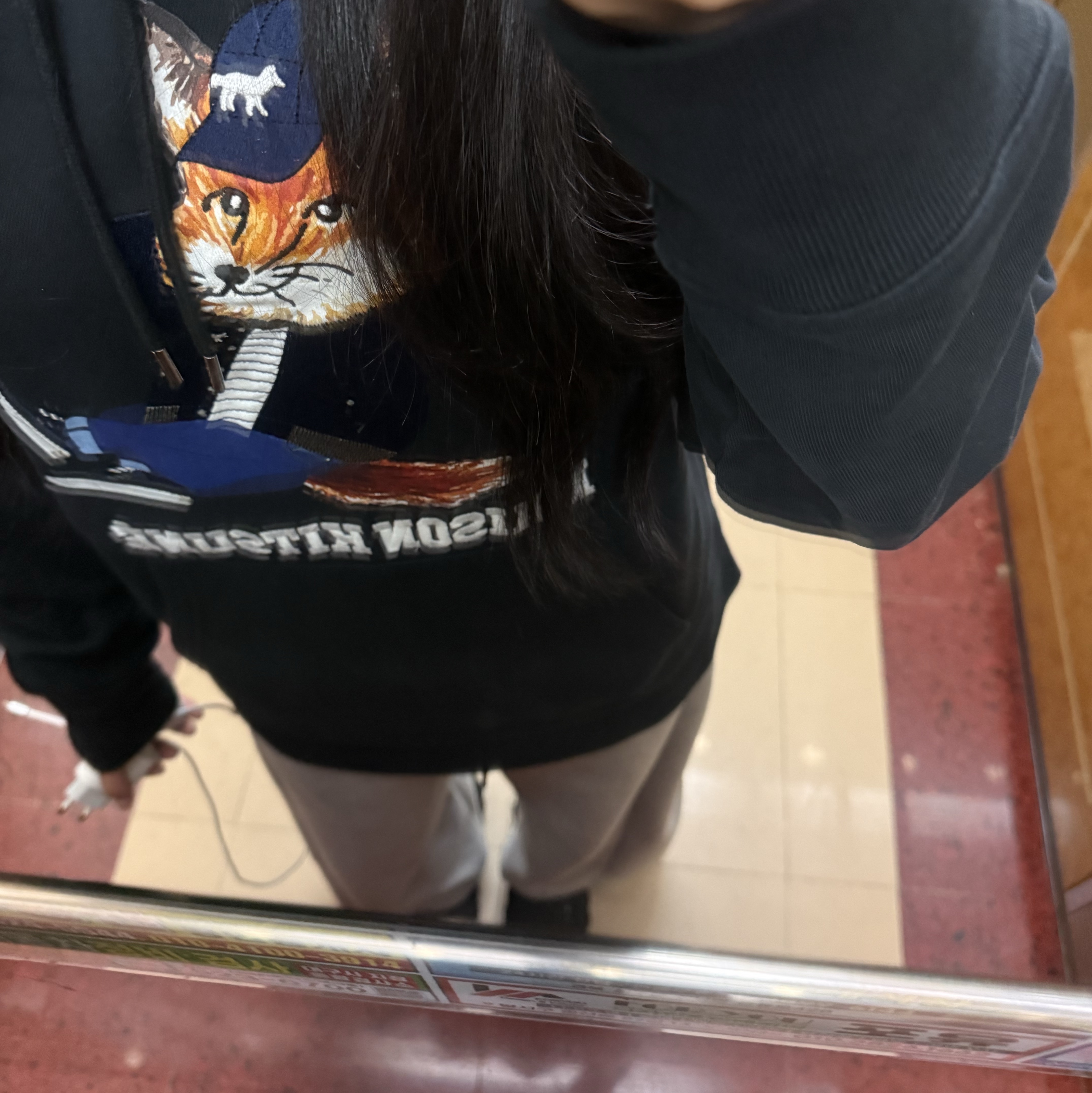 Maison Kitsune Dressed Fox Relaxed Hoodie Black, Crocs Echo Clog Black 착용 스타일