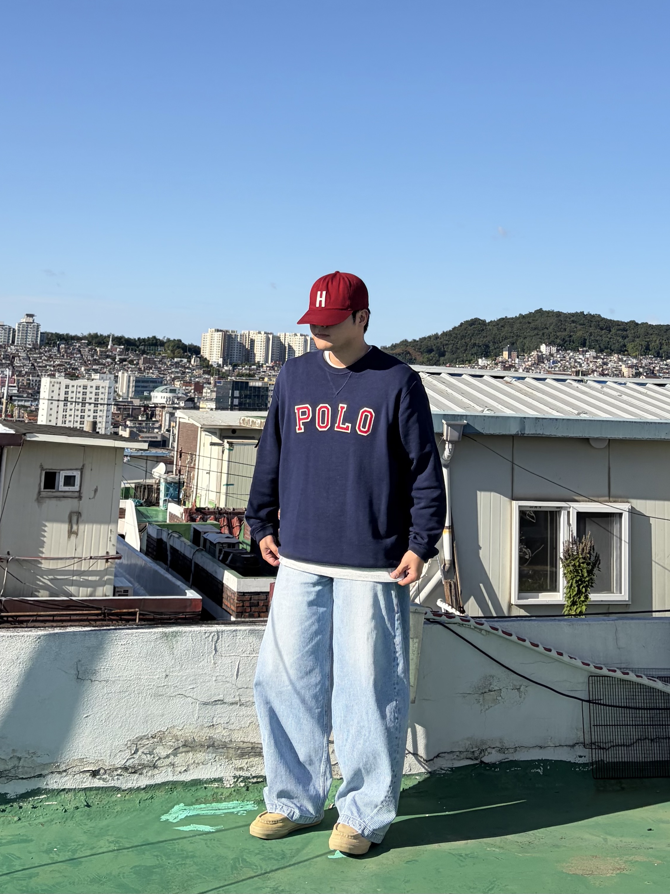 noun Corduroy Denim Pants Light Blue, Vans Carver Low Sand Beige 착용 스타일 - 3
