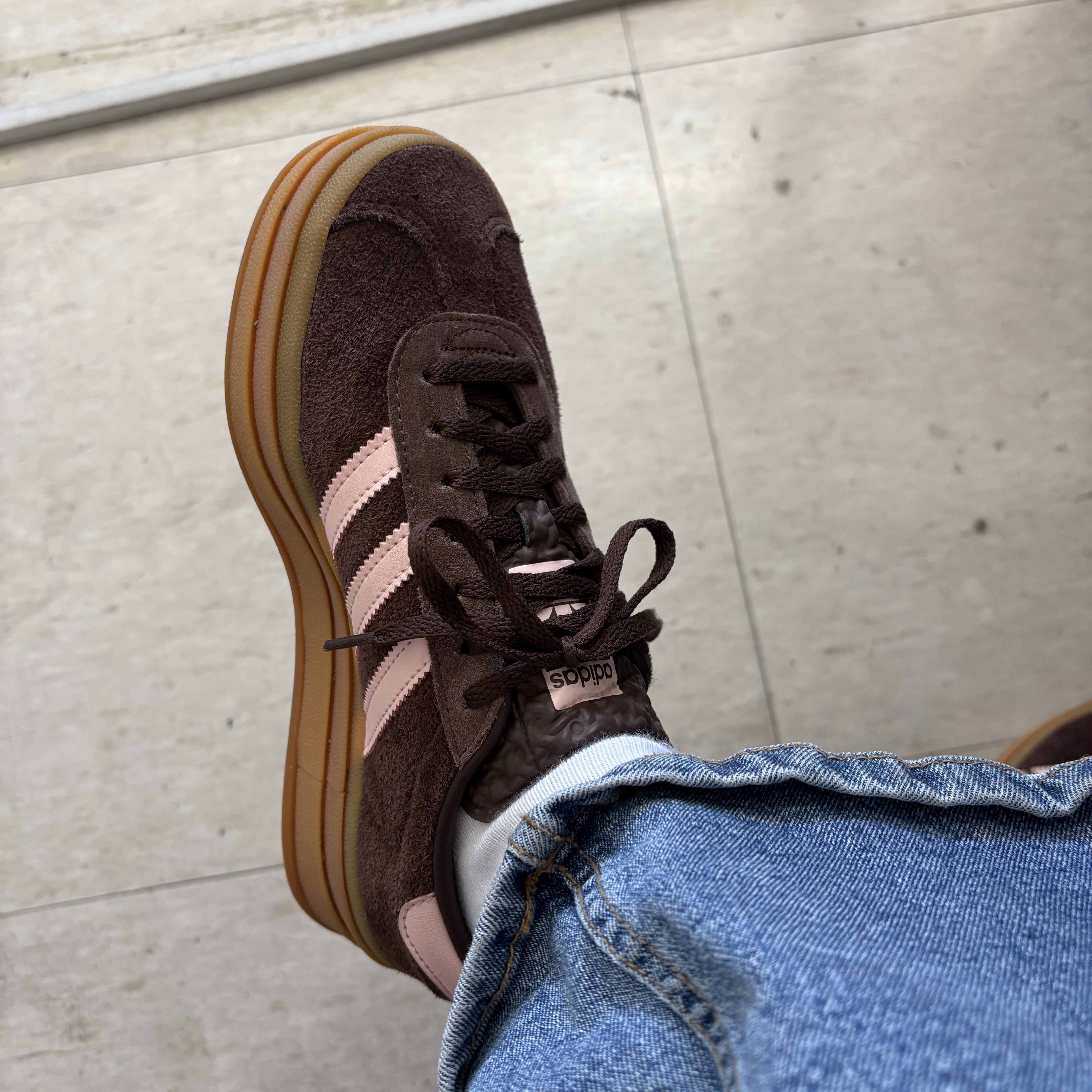 (W) Adidas Gazelle Bold Auburn Icey Pink 착용 스타일