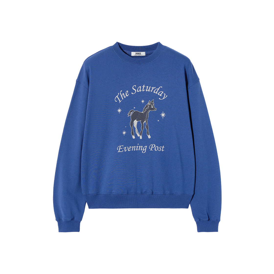 더 새터데이 이브닝 포스트 미니 호스 그래픽 스웨트셔츠 블루(The Saturday Evening Post Mini Horse Graphic Sweat Shirt Blue)