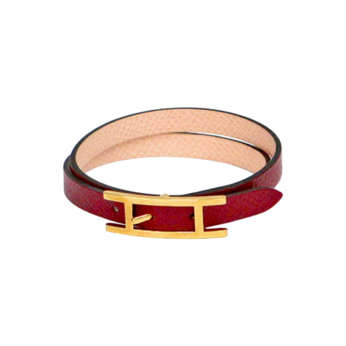 에르메스 레드 레더 팔찌 C-B34971