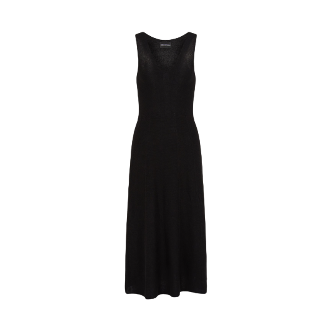 (W) 엠포리오 아르마니 심리스 링크 스티치 니트 롱 드레스 블랙((W) Emporio Armani Seamless Links Stitch Knit Long Dress Black) - 1