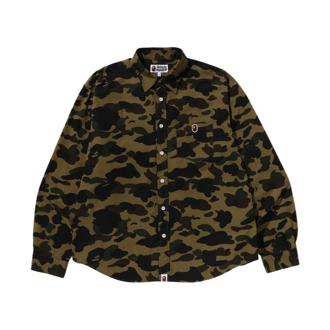 - BAPE 1st Camo One Point Relaxed Fit L/S Shirt Green