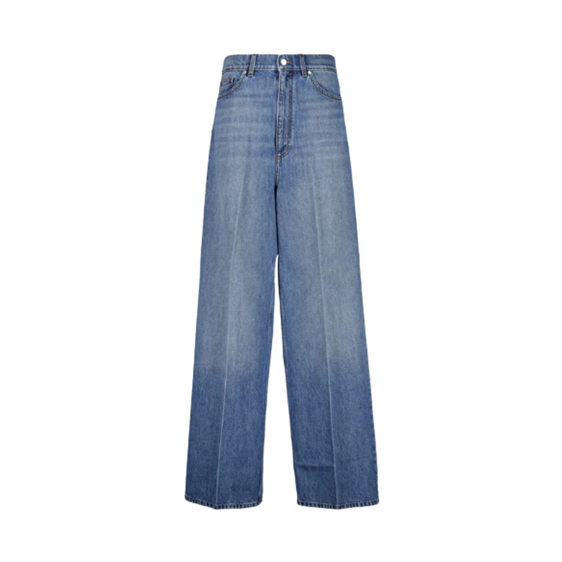 (W) 스텔라 맥카트니 페이디드 와이드 레그 하이 라이즈 데님 진 빈티지 블루((W) Stella McCartney Faded Wide Leg High Rise Denim Jeans Vintage Blue)