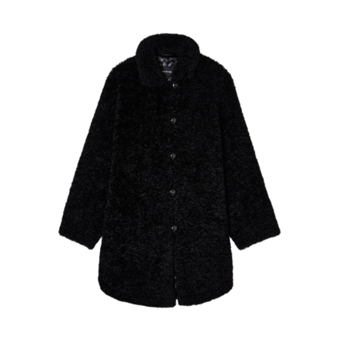 EW001470AF14731UC001 (W) Emporio Armani Oversized Coat in Boucle Faux Fur Black