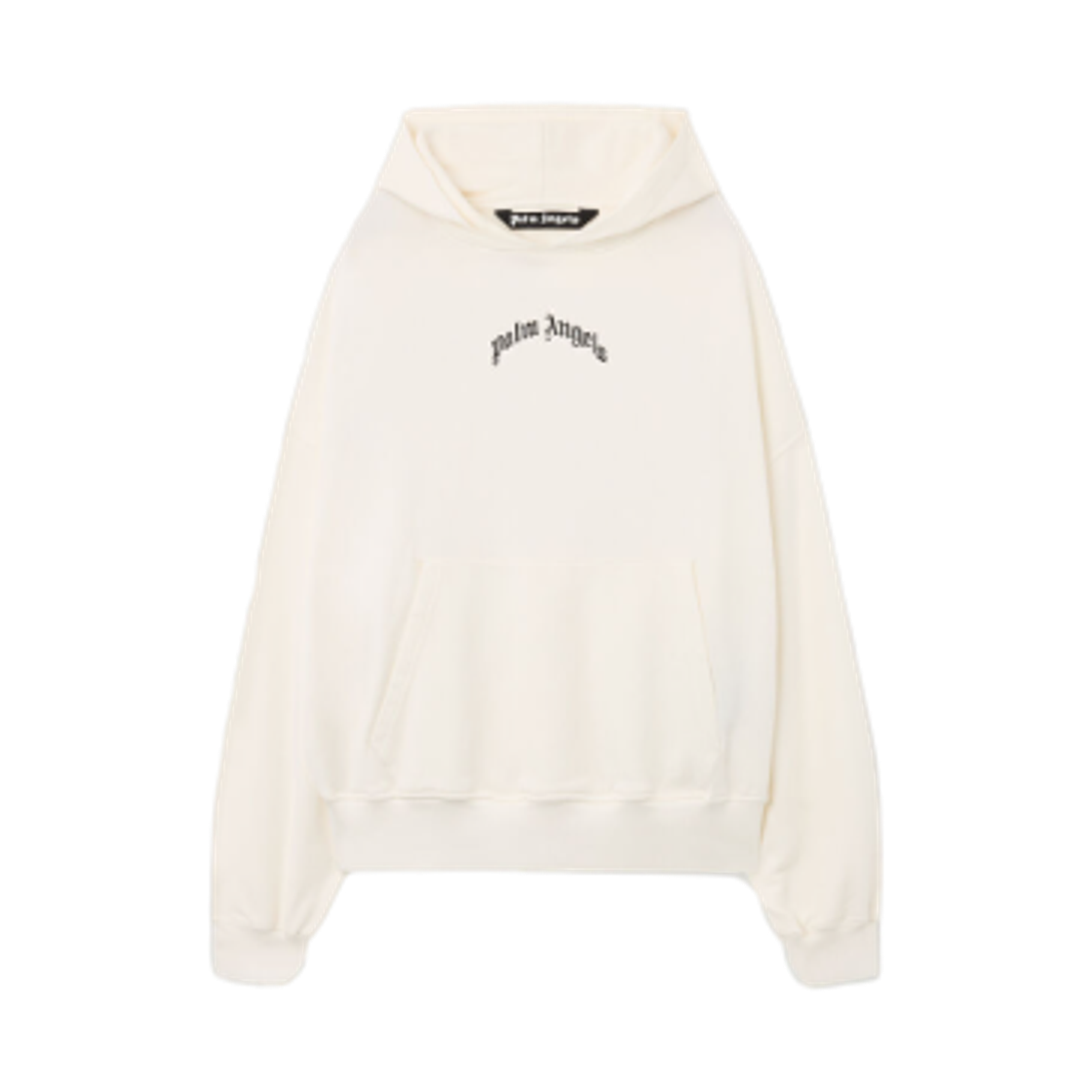 팜 엔젤스 백 커브드 로고 루즈 후드 오프 화이트 블랙(Palm Angels Back Curved Logo Loose Hoodie Off White Black)