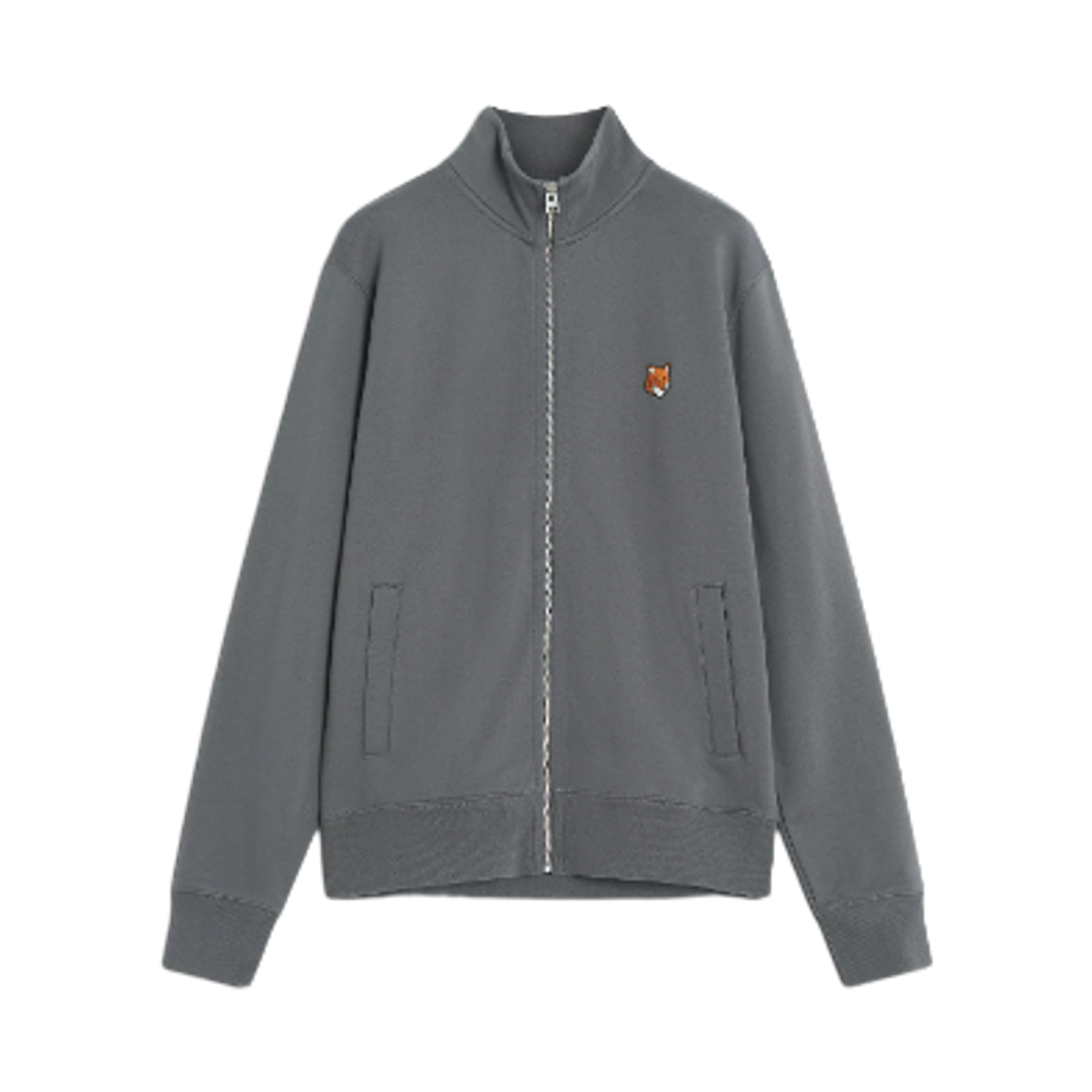 PM02134KM0340-P180 Maison Kitsune Fox Head Zipped Regular Sweatshirt Charcoal