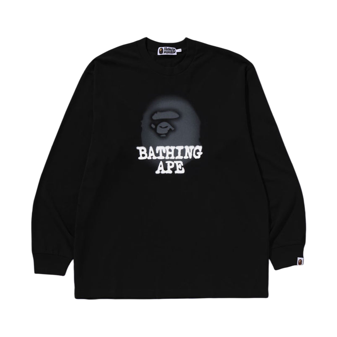 - BAPE Bathing Ape Logo Relaxed Fit L/S T-Shirt Black