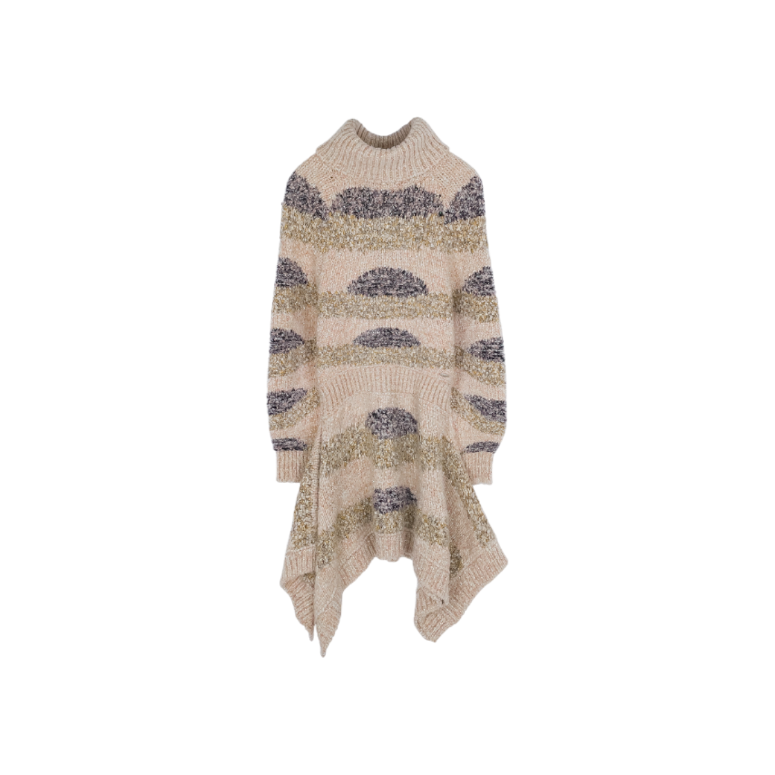 ITFU3NOFTFMW Chanel Turtleneck Pullover Dress 36 Beige, Multi Color