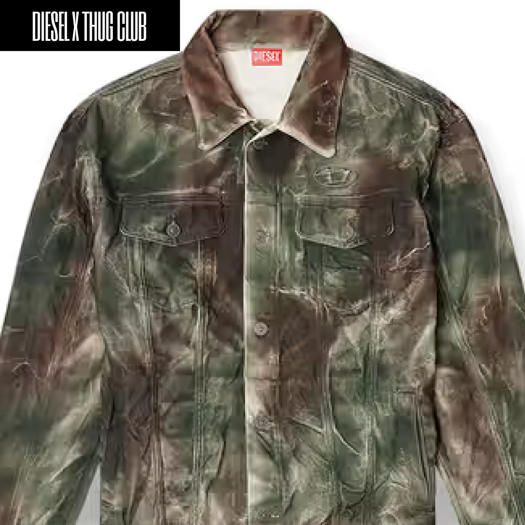 Diesel x Thug Club W Thug Puppy Hood Jacket Brown Green, Diesel x Thug Club S Thug Hoodie Black 착용 스타일 - 2