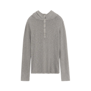 (W) Polyteru Human Index Human Slub Button Hoodie Gray