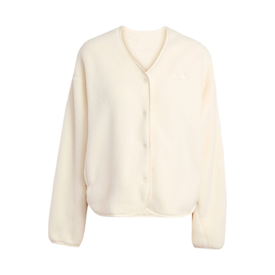 (W) 아디다스 퓨처 아이콘스 삼선 플리스 가디건 크림 화이트 - KR 사이즈((W) Adidas Future Icons 3-Stripes Fleece Cardigan Cream White - KR Sizing) - 1