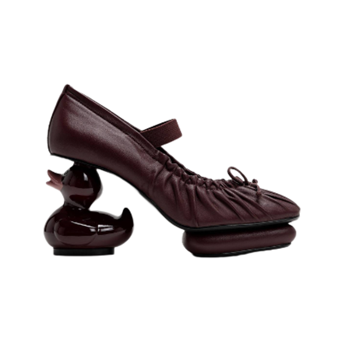 (W) 메종 미하라 야스히로 덕 힐 발레 슈즈 보르도((W) Maison Mihara Yasuhiro Duck Heel Ballet Shoes Bordeaux) - 1