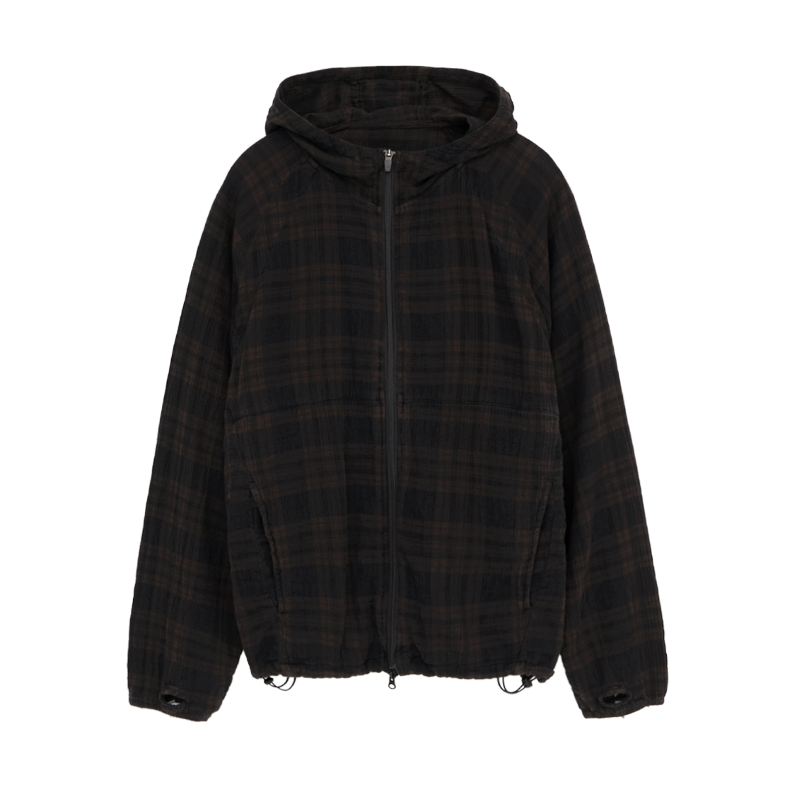 HM5LJU8014C0 Polyteru Human Index Human Check Hoodie Parka Brown