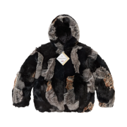 Supreme Patchwork Windstopper Hooded Faux Fur Jacket Black - 25FW