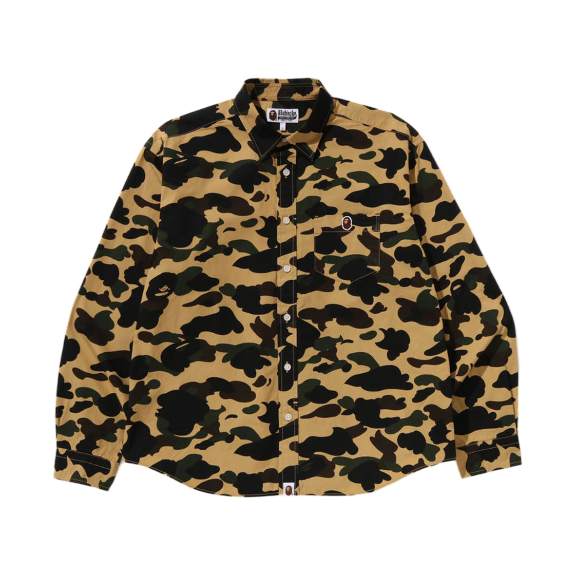 베이프 퍼스트 카모 원 포인트 릴렉스드 핏 롱슬리브 셔츠 옐로우(BAPE 1st Camo One Point Relaxed Fit L/S Shirt Yellow) - 1