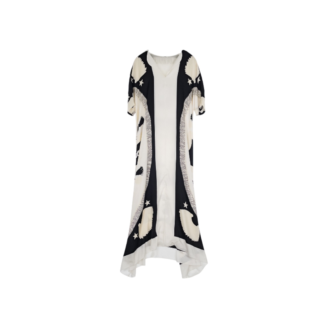 ITGQR2WK2Q57 Hermes Postes Cavalier Caftan Dress 34 Black/Multi Color