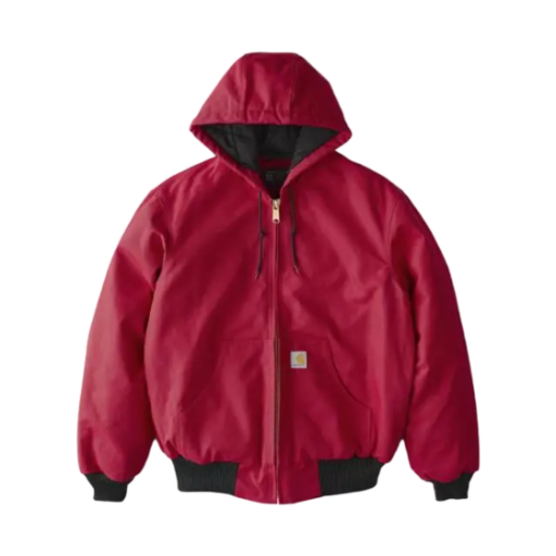 106673-R59 Carhartt Loose Fit Regular Firm Duck Flannel Lined Active Jacket Industry Red