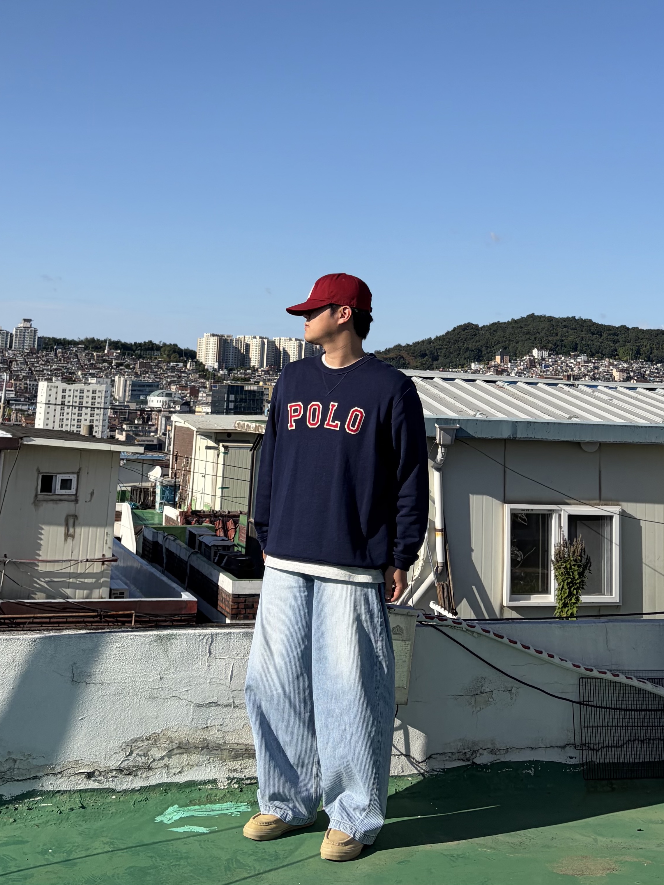 noun Corduroy Denim Pants Light Blue, Vans Carver Low Sand Beige 착용 스타일 - 1