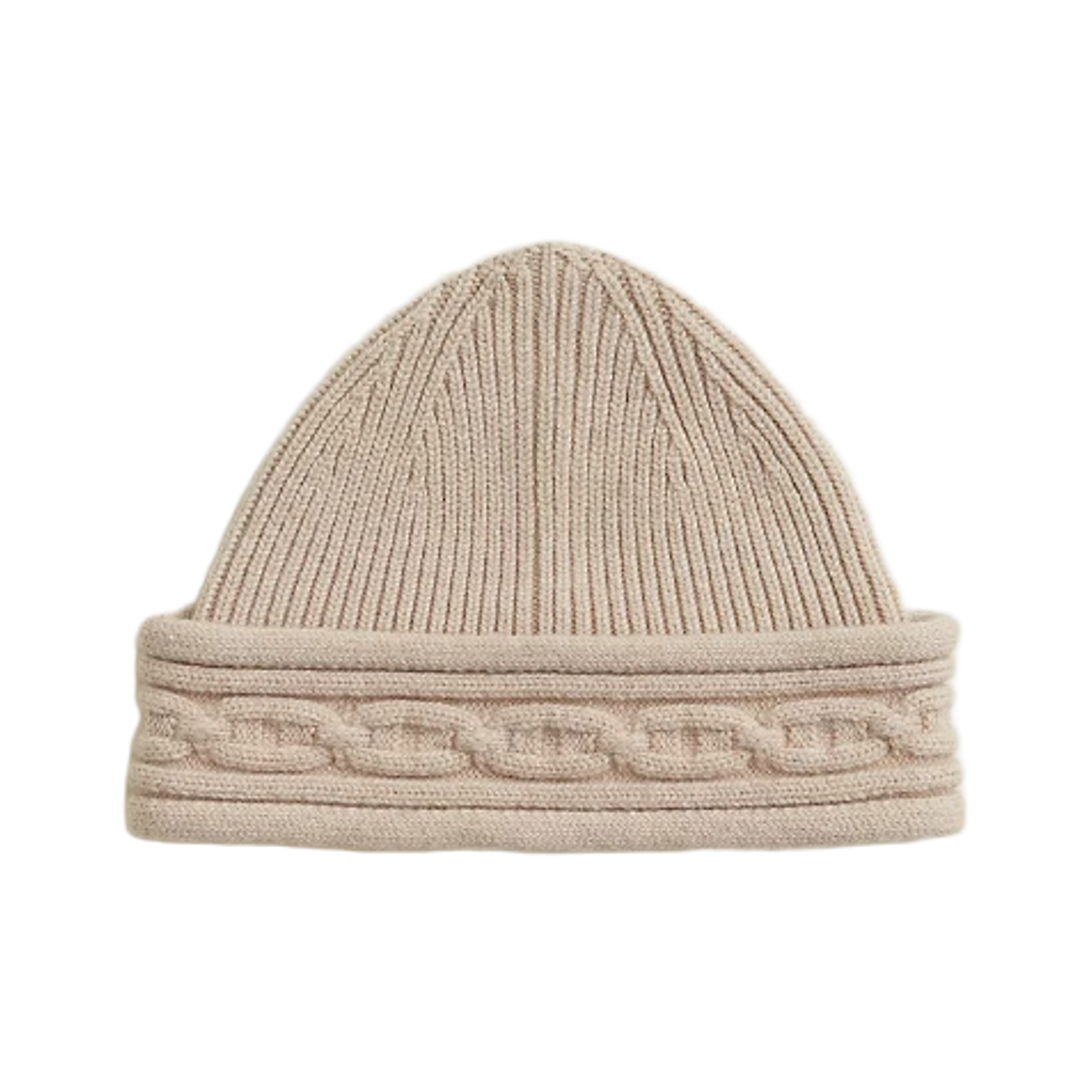 H252001NATME (W) Hermes Heaven Twist Beanie Cashmere Knit & Nougat
