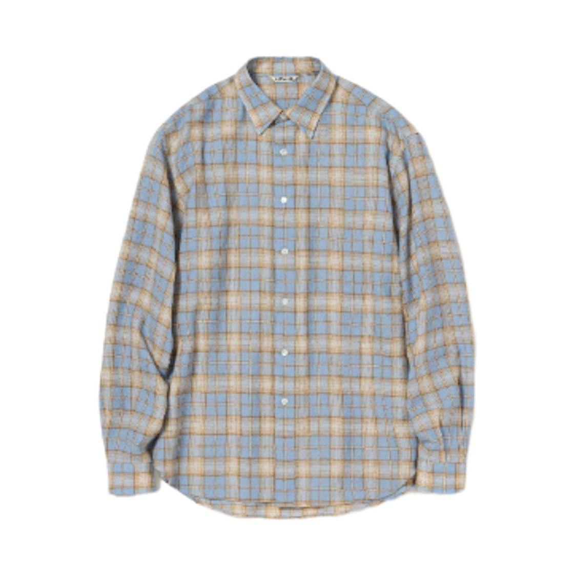 A25AS01WN Auralee Airy Wool Check Shirt Light Blue Beige