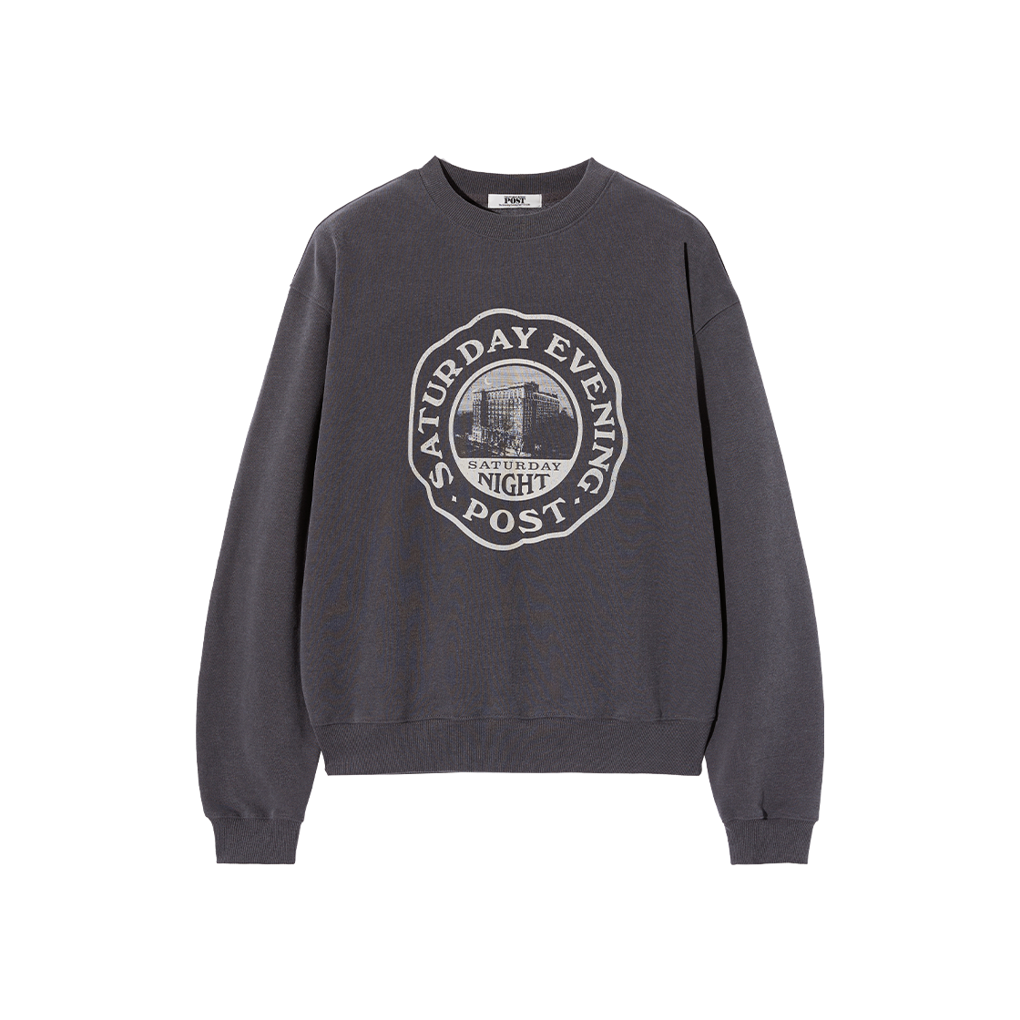 더 새터데이 이브닝 포스트 빌딩 그래픽 스웨트셔츠 차콜(The Saturday Evening Post Building Graphic Sweat Shirt Charcoal)