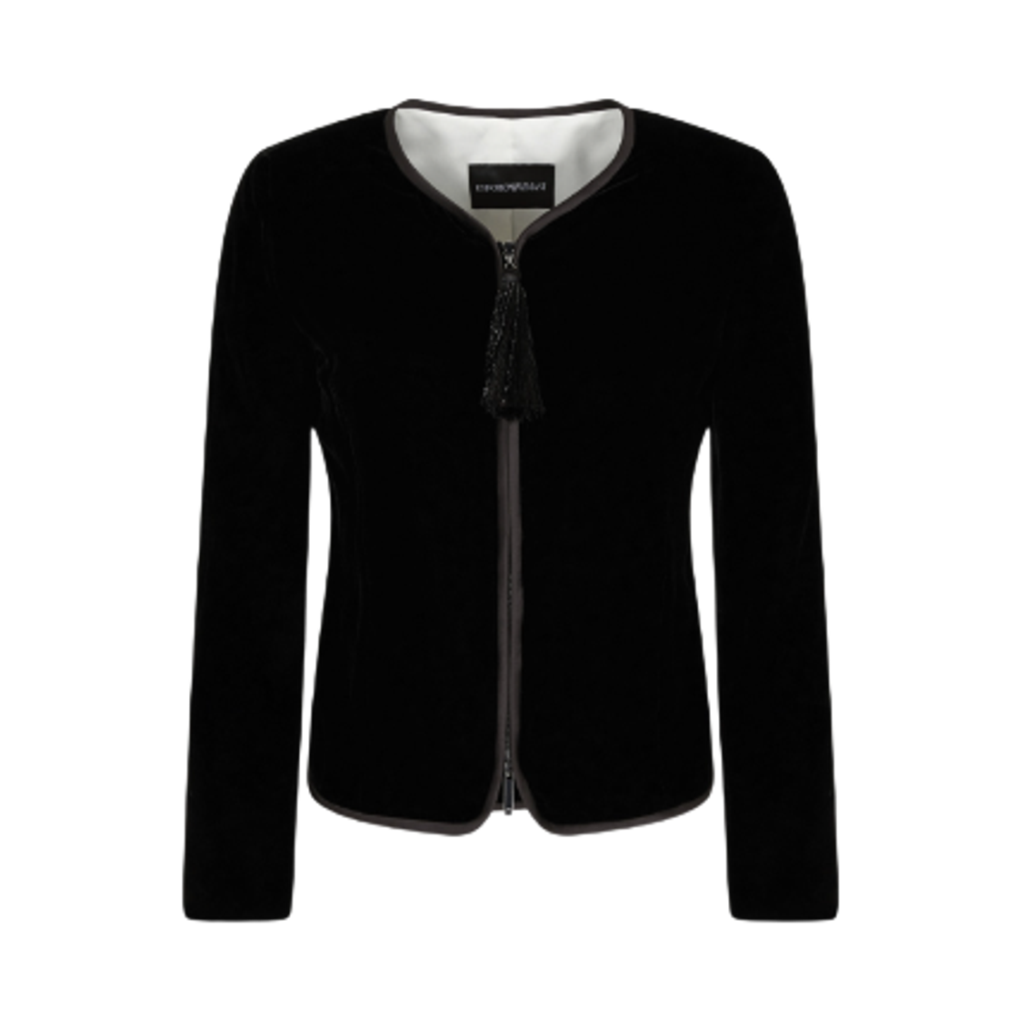 EW001468AF10208UC001 (W) Emporio Armani ASV Velvet Jacket with Tassel Zip Black