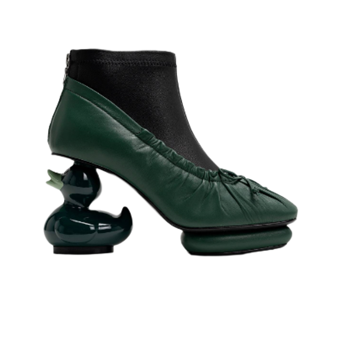 (W) 메종 미하라 야스히로 덕 힐 발레 부츠 그린((W) Maison Mihara Yasuhiro Duck Heel Ballet Boots Green) - 1