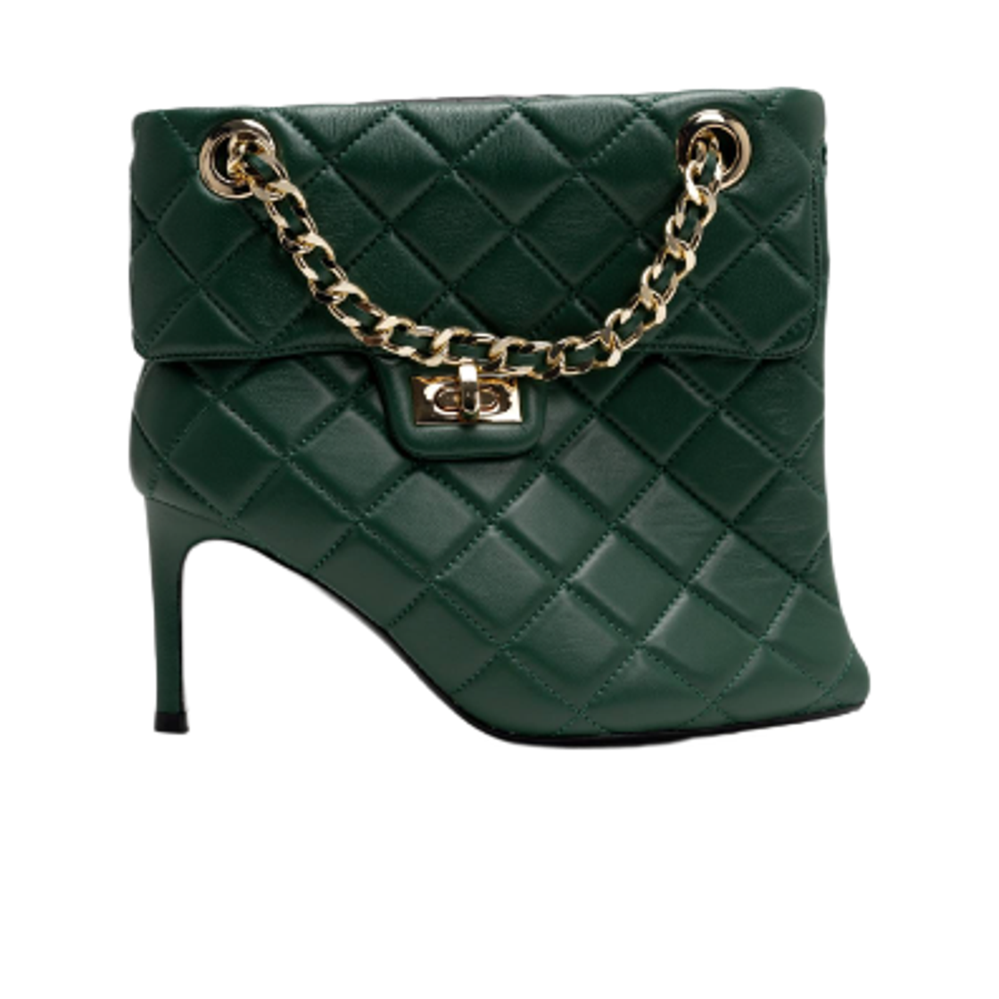 (W) 메종 미하라 야스히로 퀼티드 백 디테일 핀 힐 쇼트 부츠 그린((W) Maison Mihara Yasuhiro Quilted Bag Detail Pin Heel Short Boots Green) - 1