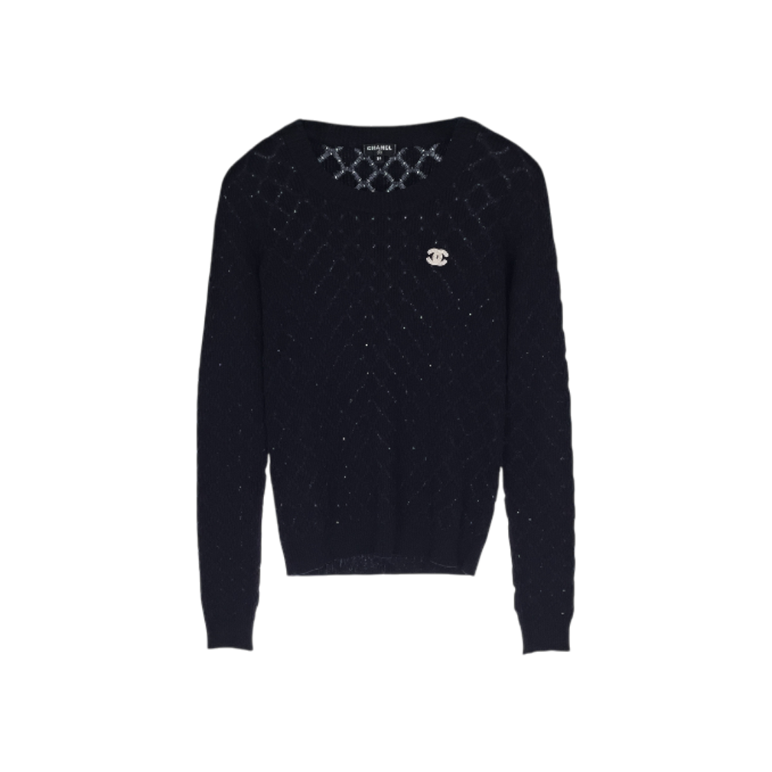 ITSW6GBBEQ7G Chanel 20P CC Logo Ribbed Top 34 Blue Black