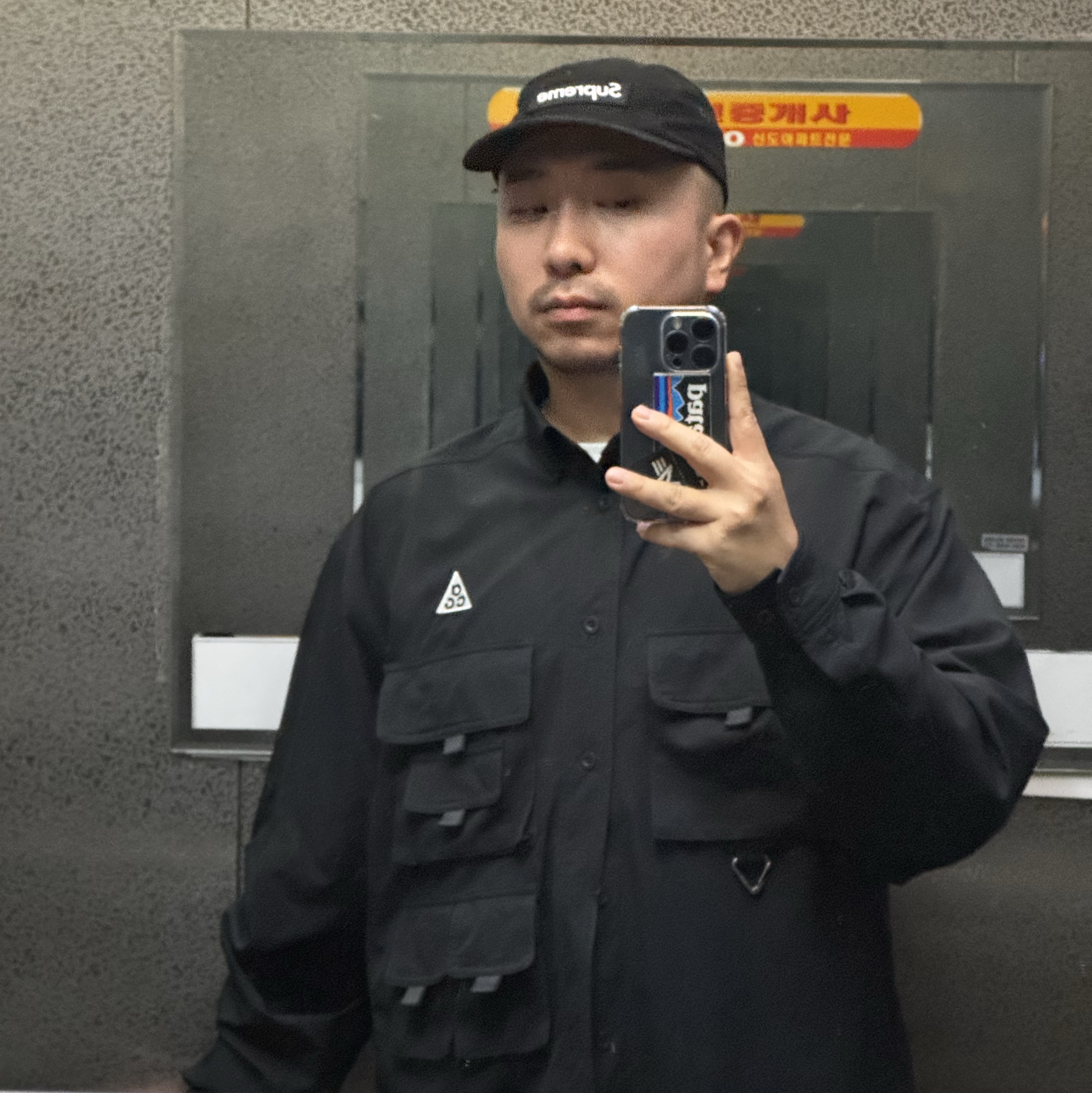 Nike ACG Dri-Fit UV Devastation Trail Shirt Black Summit White - Asia, Supreme Military Camp Cap Black - 25SS 착용 스타일