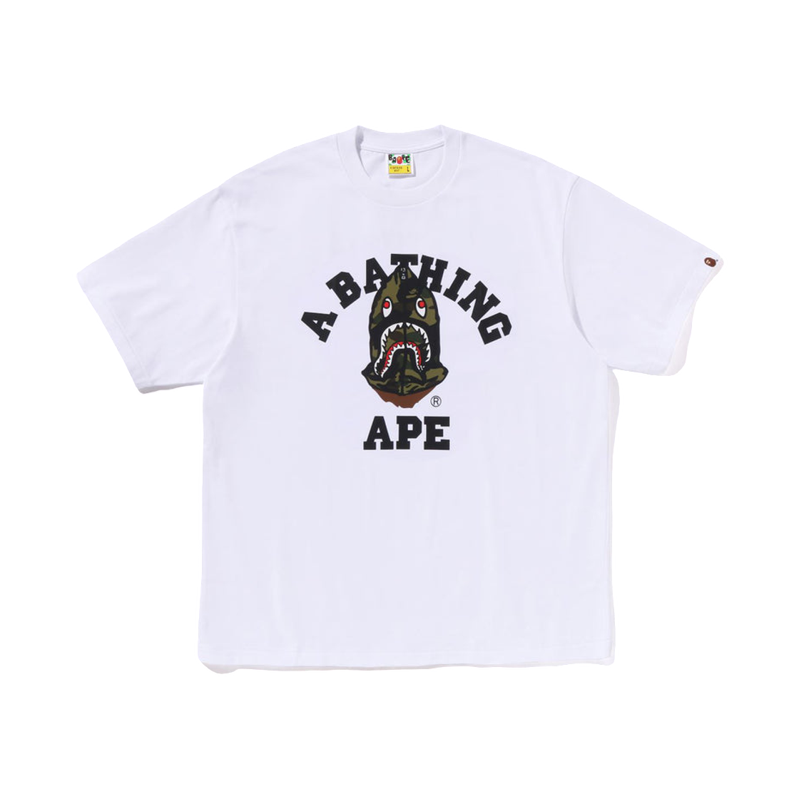 베이프 퍼스트 카모 샤크 세이진 컬리지 릴렉스드 핏 티셔츠 화이트(BAPE 1st Camo Shark Seijin College Relaxed Fit T-Shirt White) - 1