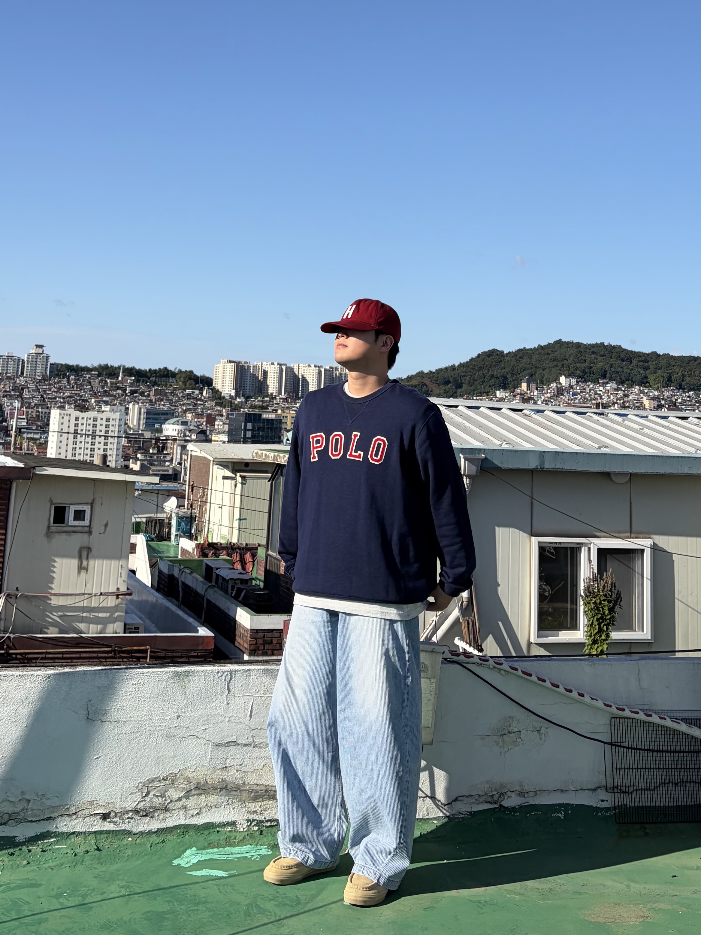 noun Corduroy Denim Pants Light Blue, Vans Carver Low Sand Beige 착용 스타일 - 2