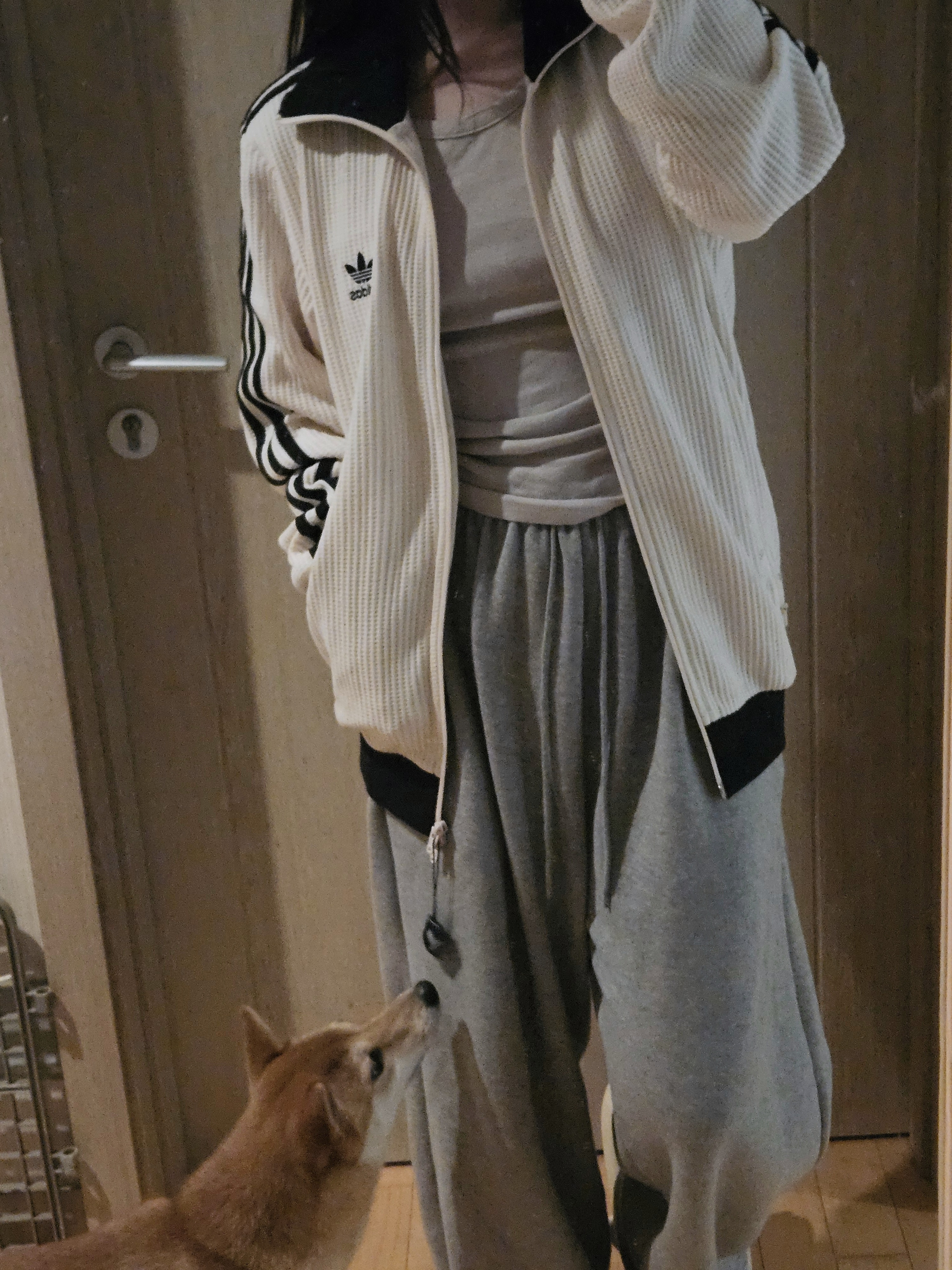Adidas Waffle Beckenbauer Track Top Wonder White - KR Sizing 착용 스타일 - 4