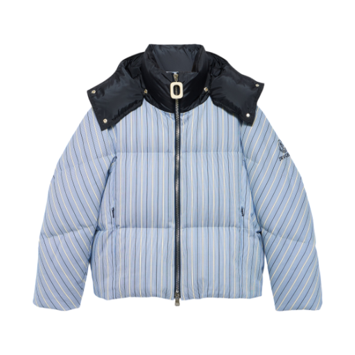 (W) JW 앤더슨 x 몽클레르 스트라이프 퍼퍼 자켓 블루 화이트((W) JW Anderson x Moncler Striped Puffer Jacket In Blue White)