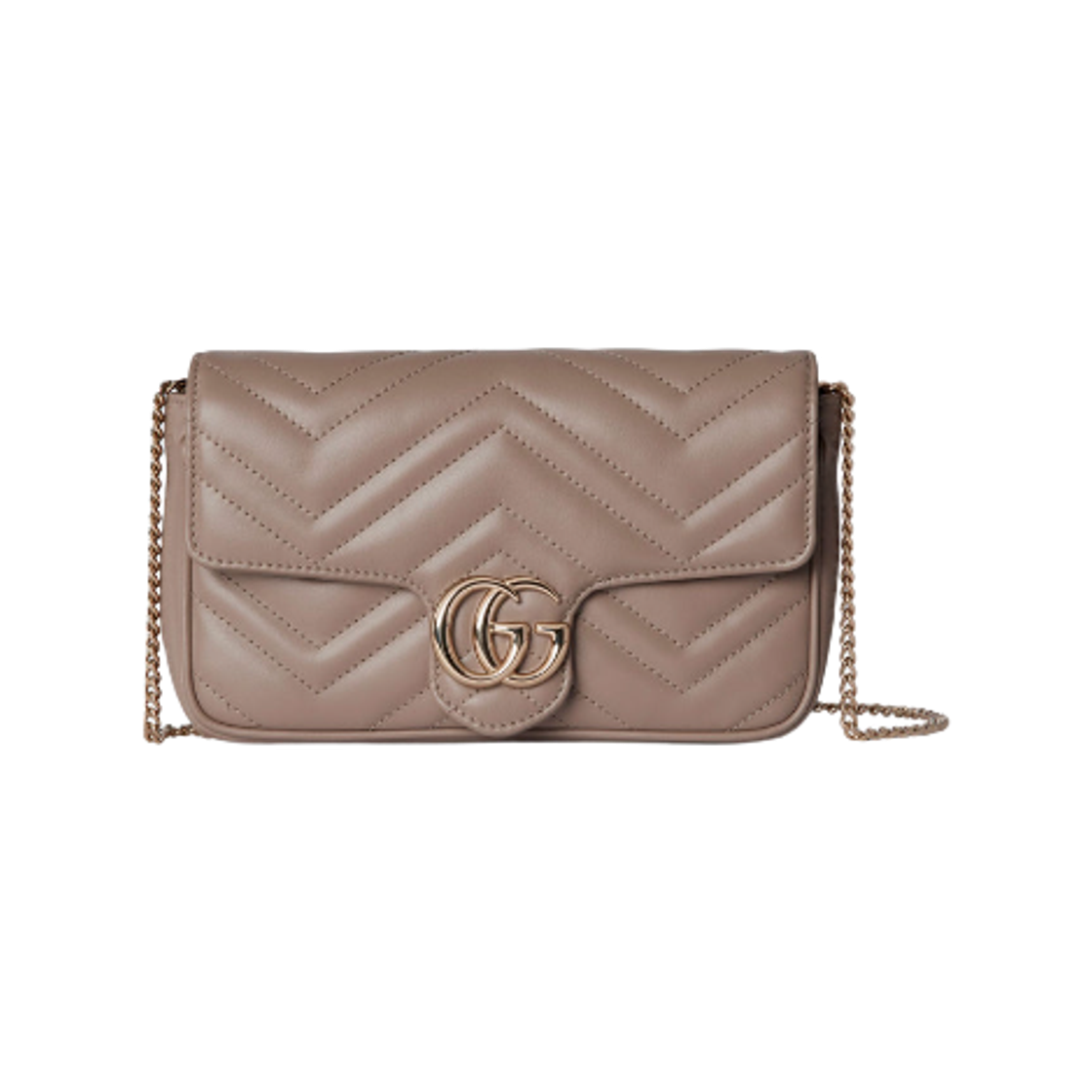 751526-AAEKI-1543 Gucci GG Marmont Small Shoulder Bag Taupe