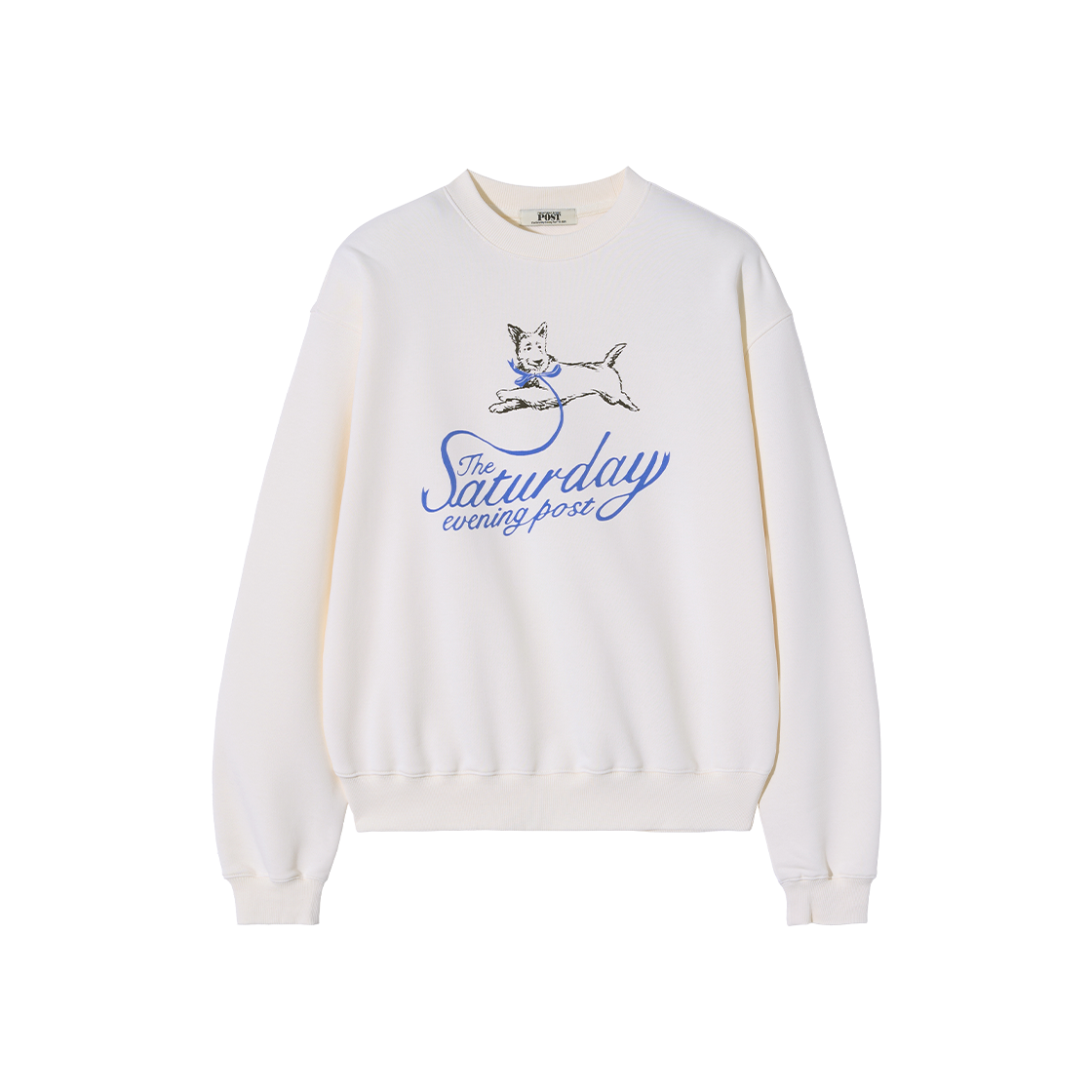 더 새터데이 이브닝 포스트 리본 퍼피 그래픽 스웨트셔츠 크림(The Saturday Evening Post Ribbon Puppy Graphic Sweat Shirt Cream)