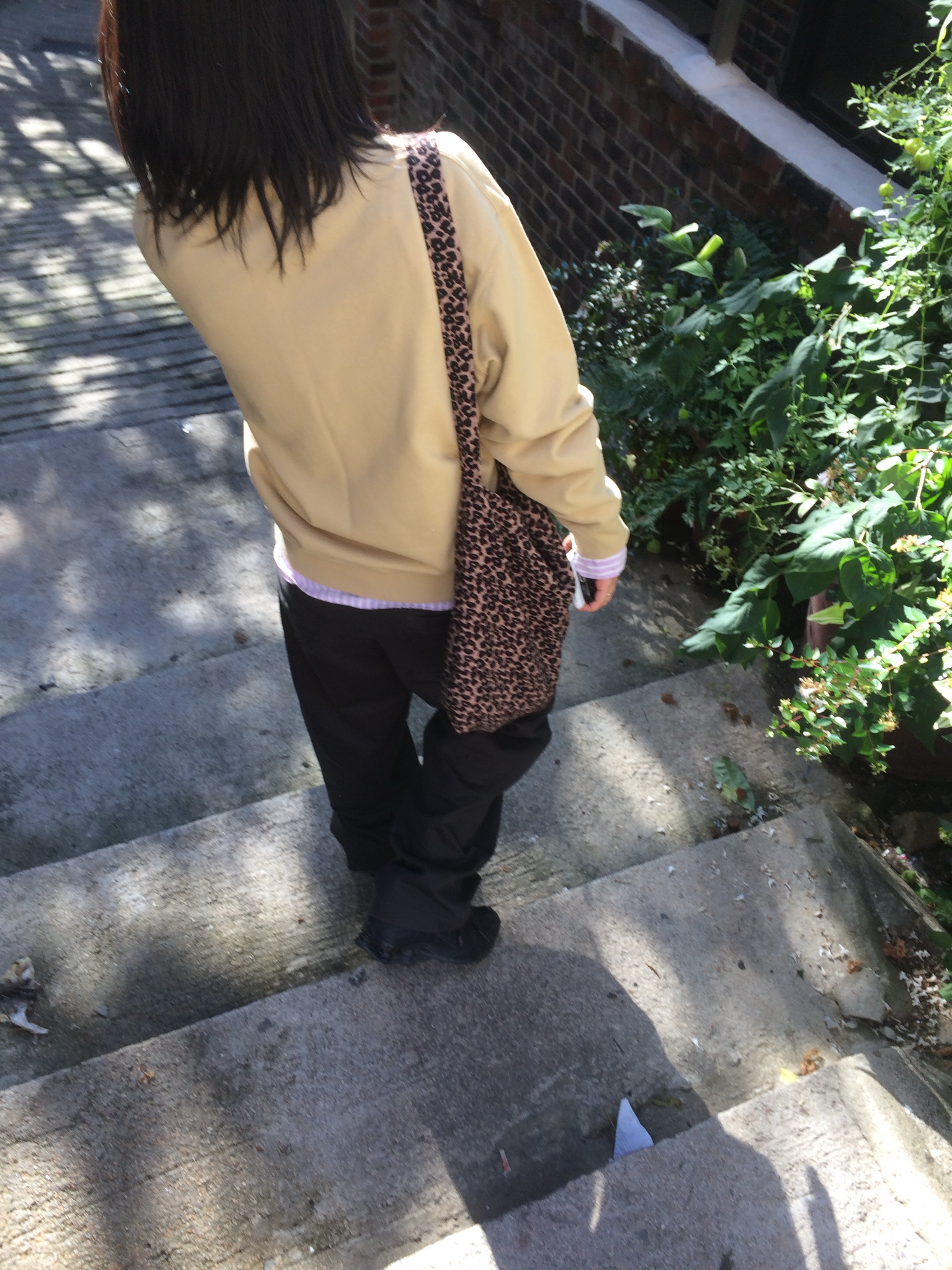 Emis 22Y Leopard Corduroy Eco Bag Brown 착용 스타일 - 3