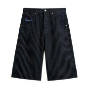 Zara x Champion Striped Baggy Fit Shorts Blue
