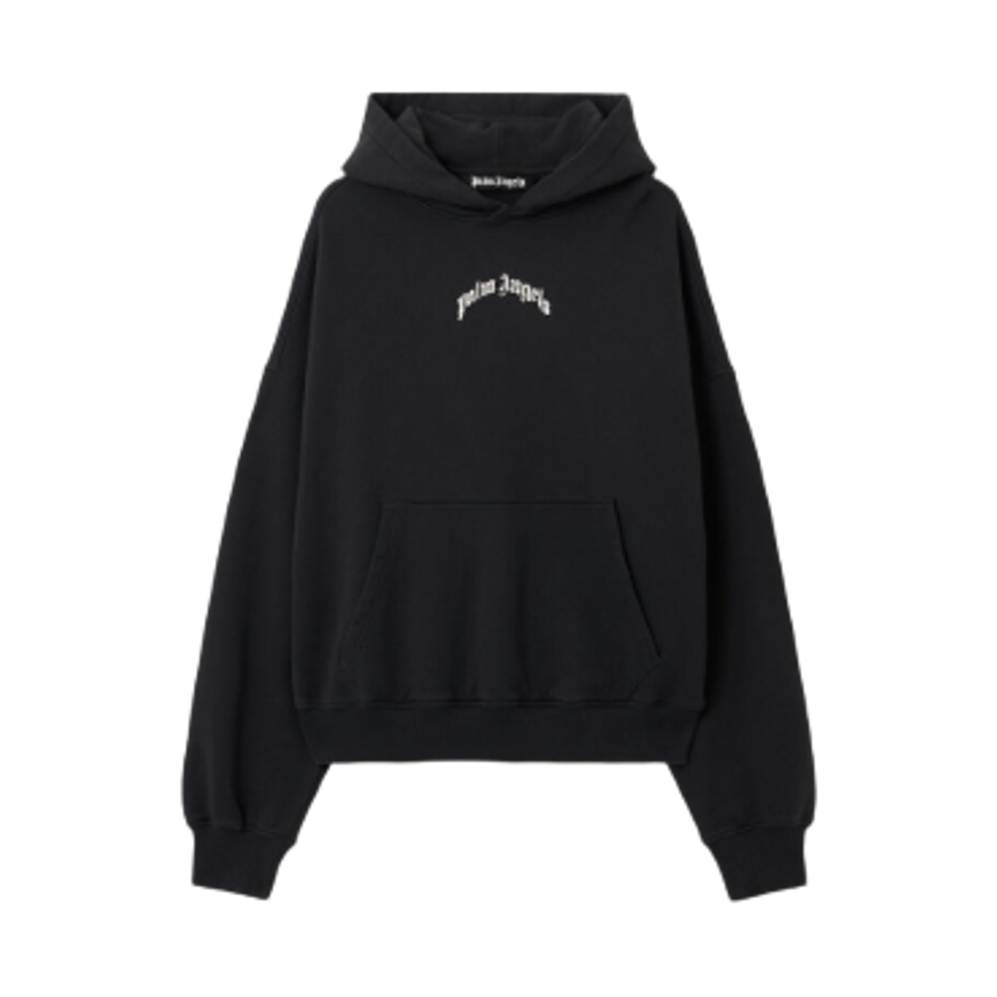 팜 엔젤스 백 커브드 로고 루즈 후드 블랙 오프 화이트(Palm Angels Back Curved Logo Loose Hoodie Black Off White)