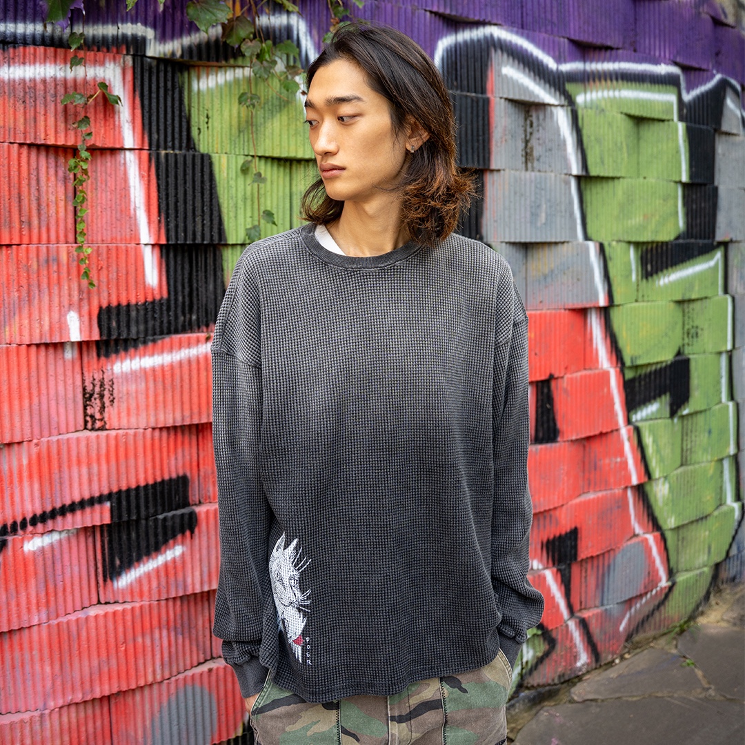 POSR Washed Fatigue Pants Camo, POSR Overdyed Predator Waffle Tee Faded Black 착용 스타일