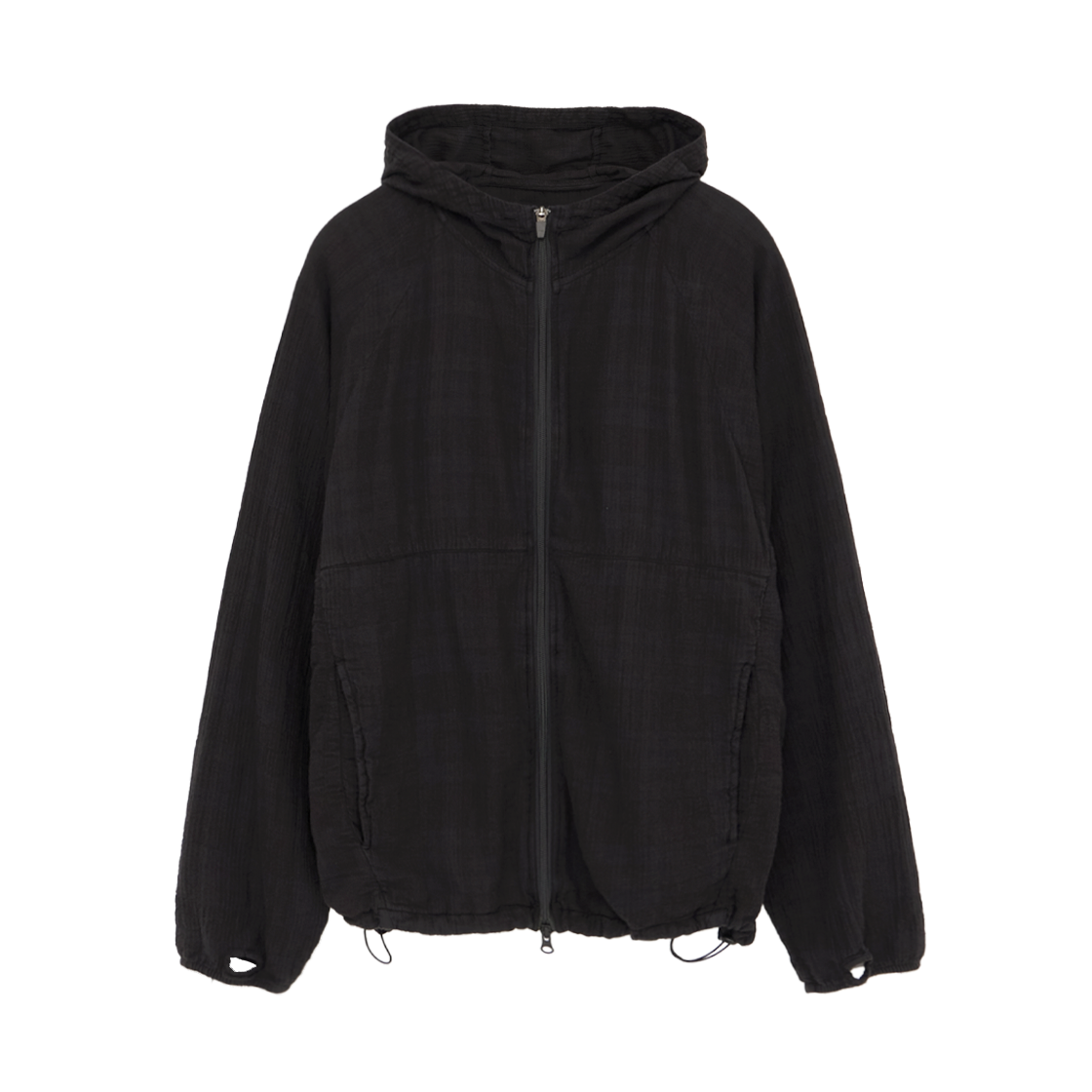 HM5LJU8014B0 Polyteru Human Index Human Check Hoodie Parka Black