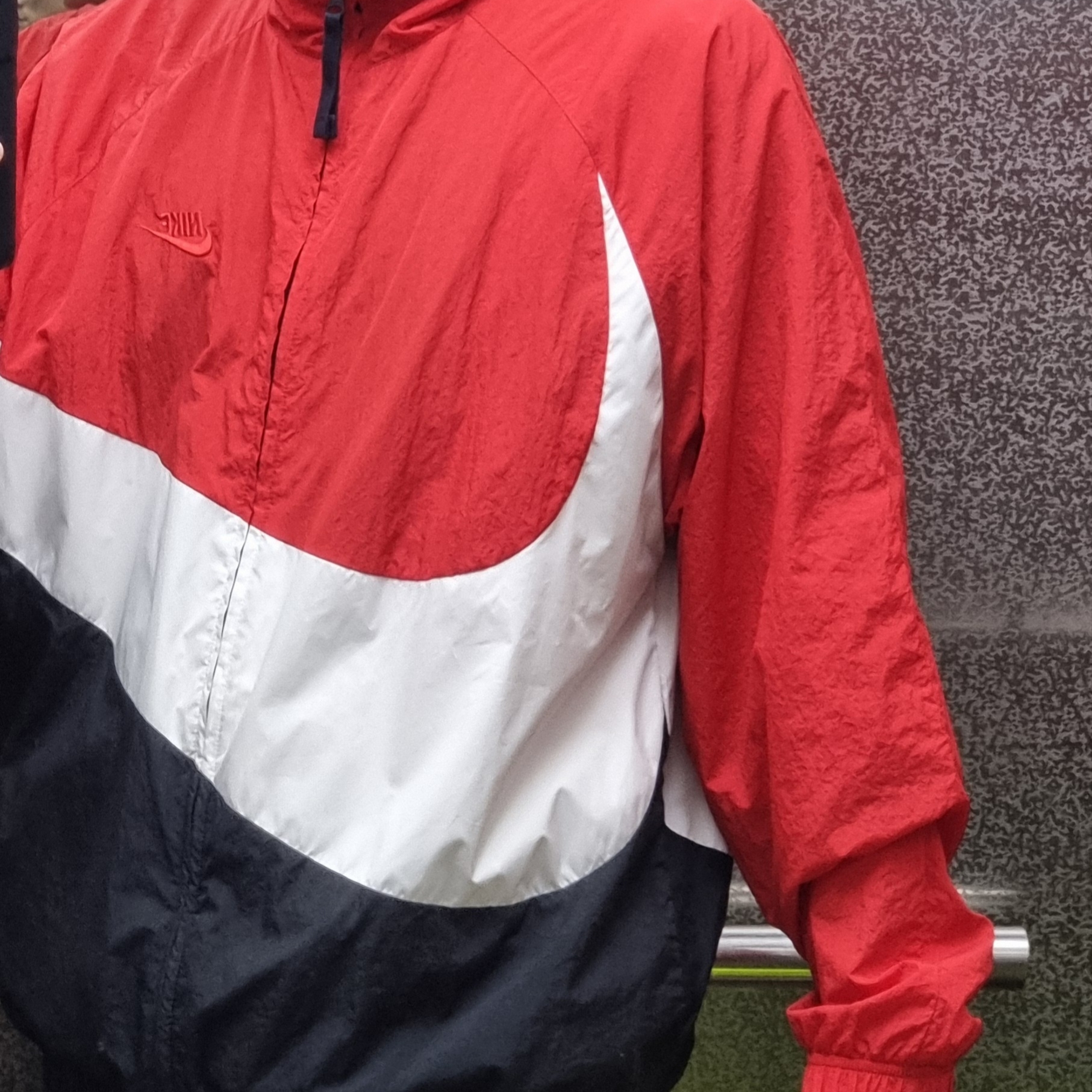 Nike NSW Big Swoosh Woven Jacket Red White Black - Asia 착용 스타일