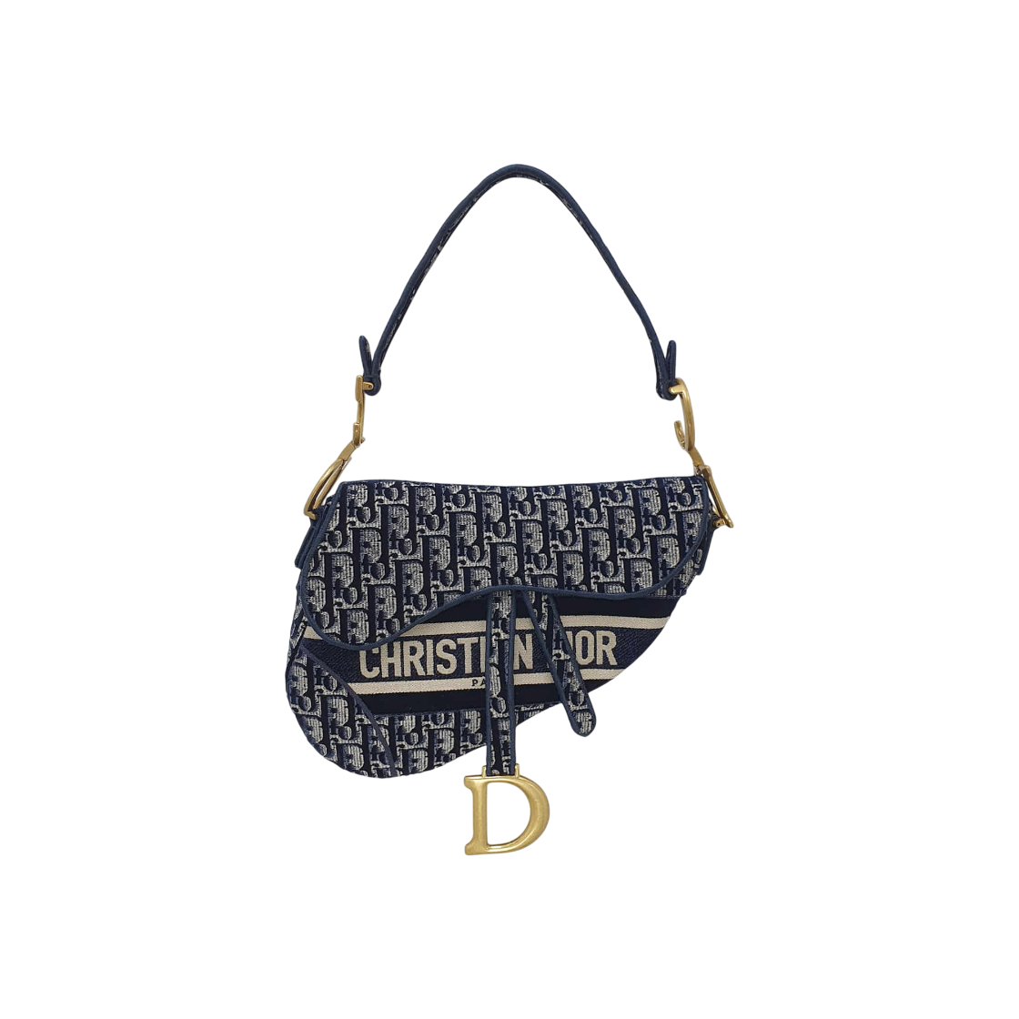 ITQ5MN6UI744 Dior Blue Oblique Velvet Saddle Hobo Shoulder Bag