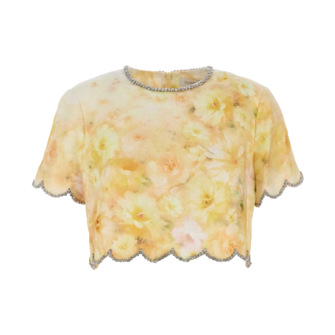 (W) 짐머만 크러쉬 스캘럽드 탑 옐로우 플로랄((W) Zimmermann Crush Scalloped Top Yellow Floral)